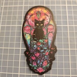 10/$10 Sticker Stained Glass Black Cat Theme Wicca Witchy